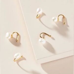 BaubleBar Pearl and Gold Ear Cuff Set (5 Ear Cuffs)